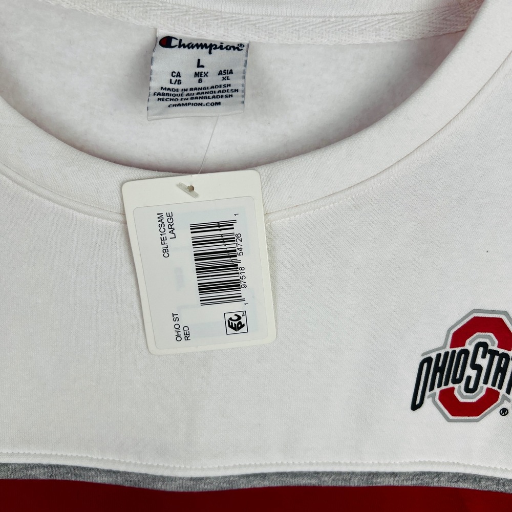 Champion The Ohio State Buckeyes Sweatshirt Red White Colorblock Mens Large NEW - Picture 5 of 11